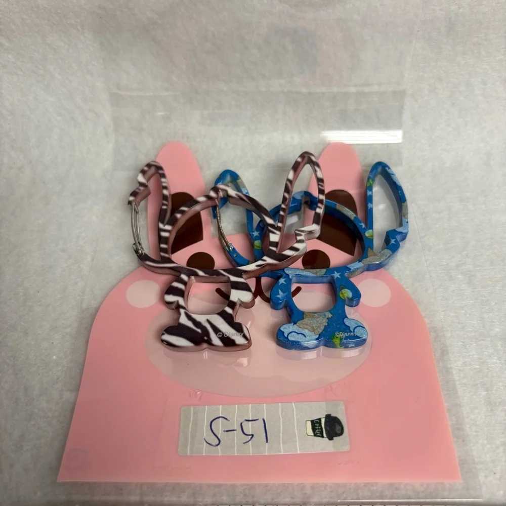 SOLD Set of 2 STITCH Carabiner Keychain Bag Charm Blue Brown Disney Japan - Picture 10 of 10